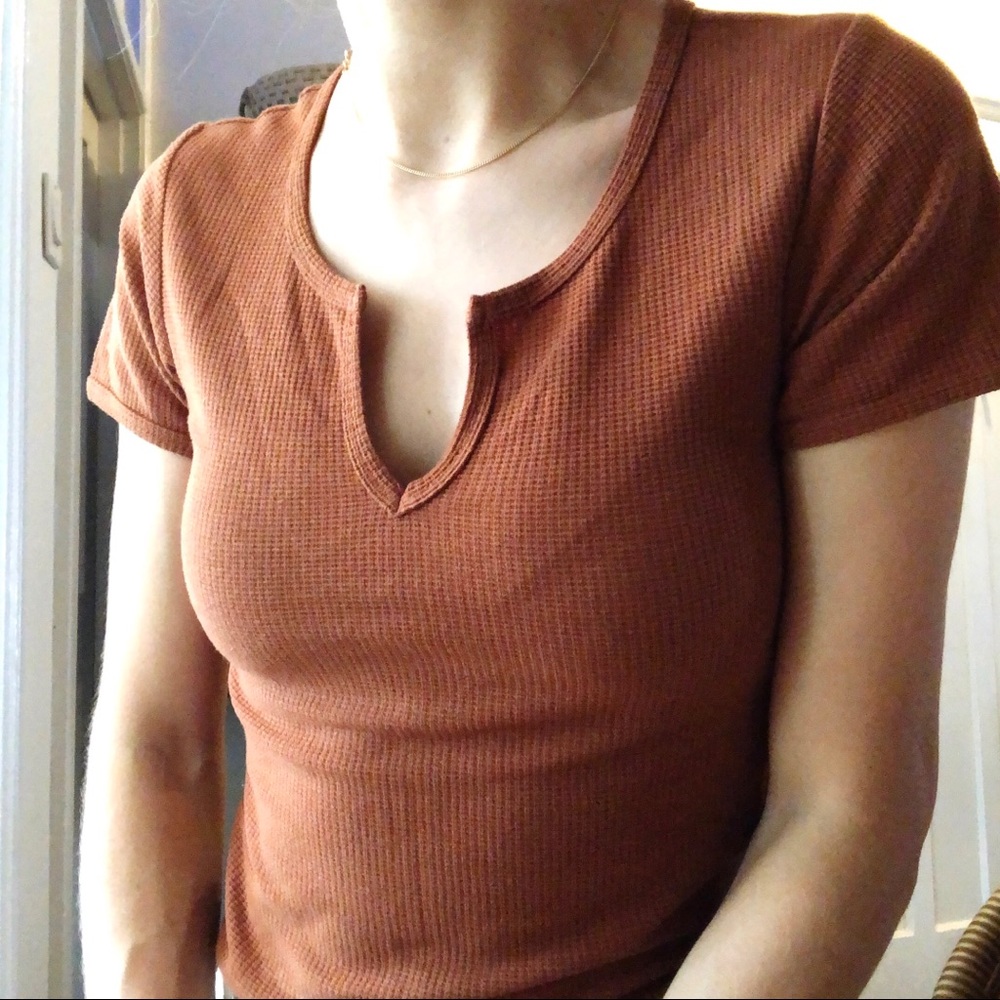 Rust Ribbed T-Shirt, S - Picture 2 of 3